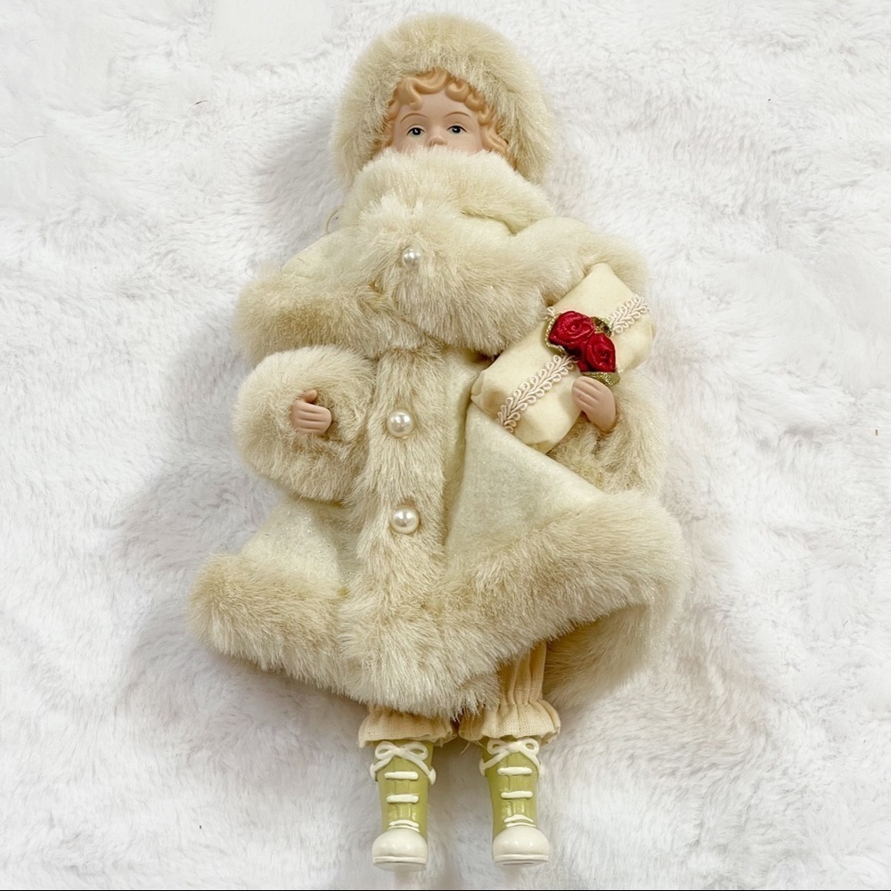 Vintage Faux Fur Porcelain Winter Doll